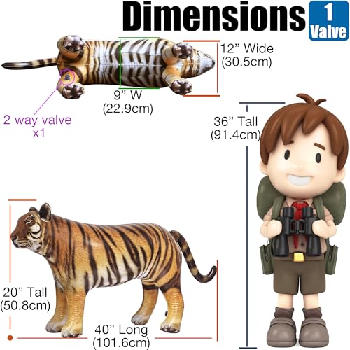 Jet Creations Tiger Inflatable 40"L x 20"H – Blow Up Animal Toy for Kids 3+ – Safari Party, Birthday, Holiday & Halloween Decor, Yard Display, Pool Play, VBS, Orange with Black Stripes, 1 PC - Image 2