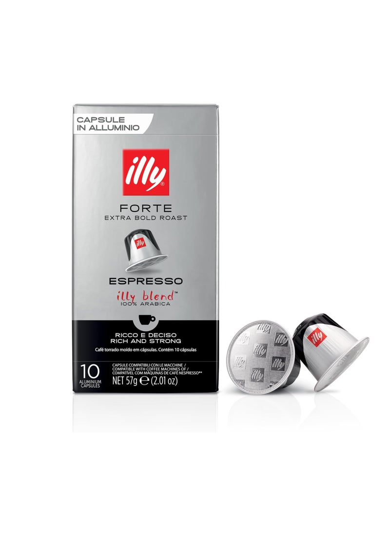 Illy Illy Forte Extra Bold Roast Espresso Blend Coffee Nespresso Capsules, Pack of 10 Capsules 