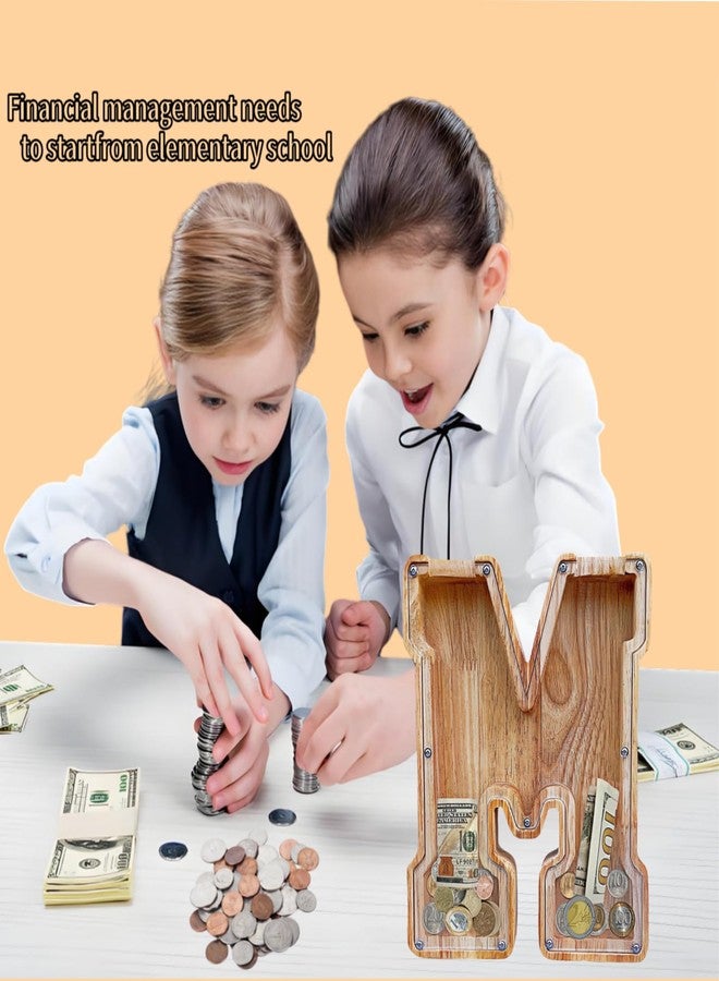YWMSGM Large Wooden Letter Piggy Bank for Boys and Girls 26 Letter Piggy Bank Name Blessing DIY Custom Children's Day Gift (M) kj01 - Image 4