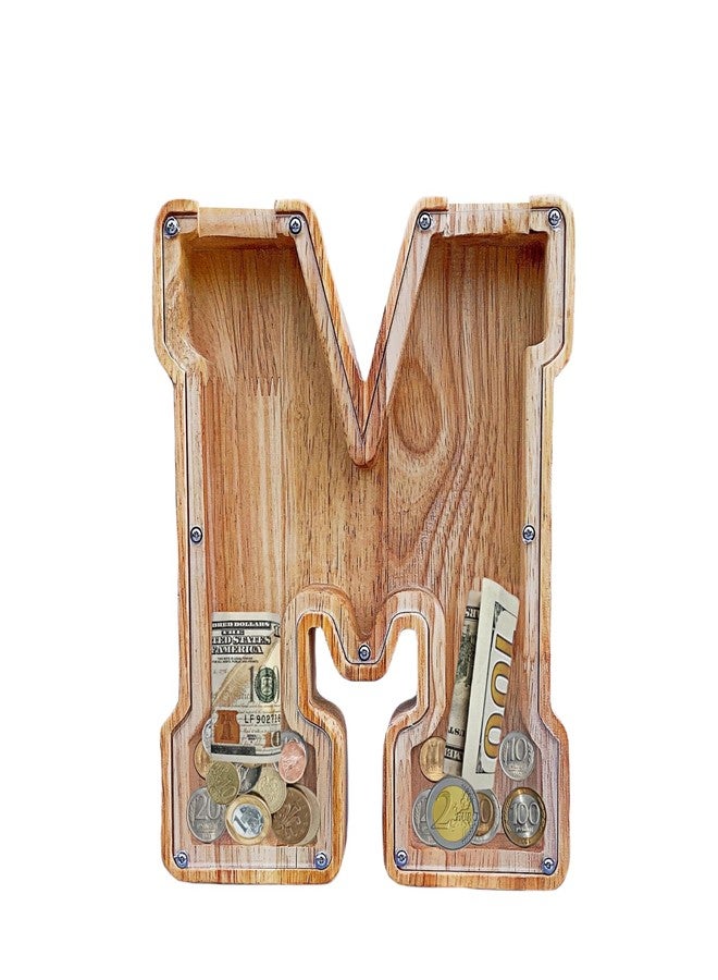 YWMSGM Large Wooden Letter Piggy Bank for Boys and Girls 26 Letter Piggy Bank Name Blessing DIY Custom Children's Day Gift (M) kj01 - Image 1