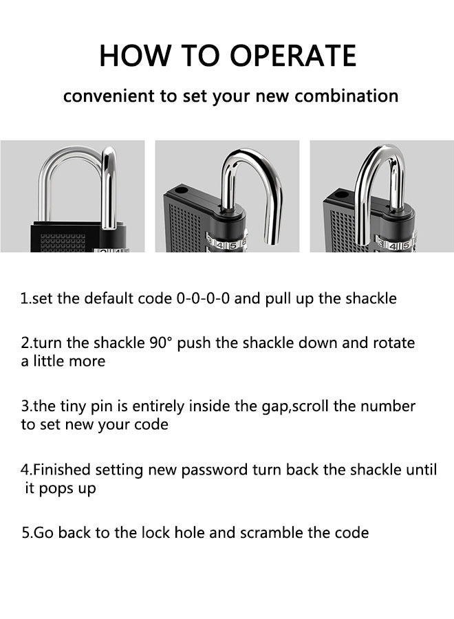 2 Pack  Luggage Lock, Combination Locks 4 Digit Outdoor Combination Padlock Keyless Resettable Zinc Alloy for School Gym Locker, Sports Locker, Fence, Toolbox, Gate, Case - Image 4