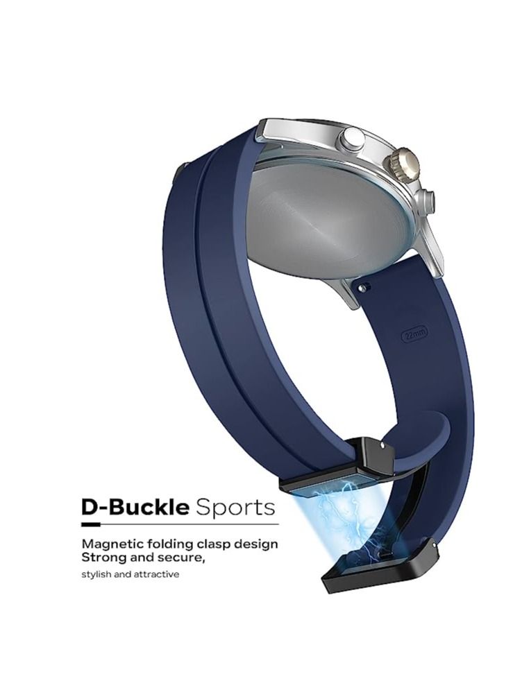 حزام من السيليكون بإبزيم مغناطيسي قابل للطي   ازرق جلاكسى واتش 4 40/44 ملم/كلاسيك 4 42/46ملم - Image 4
