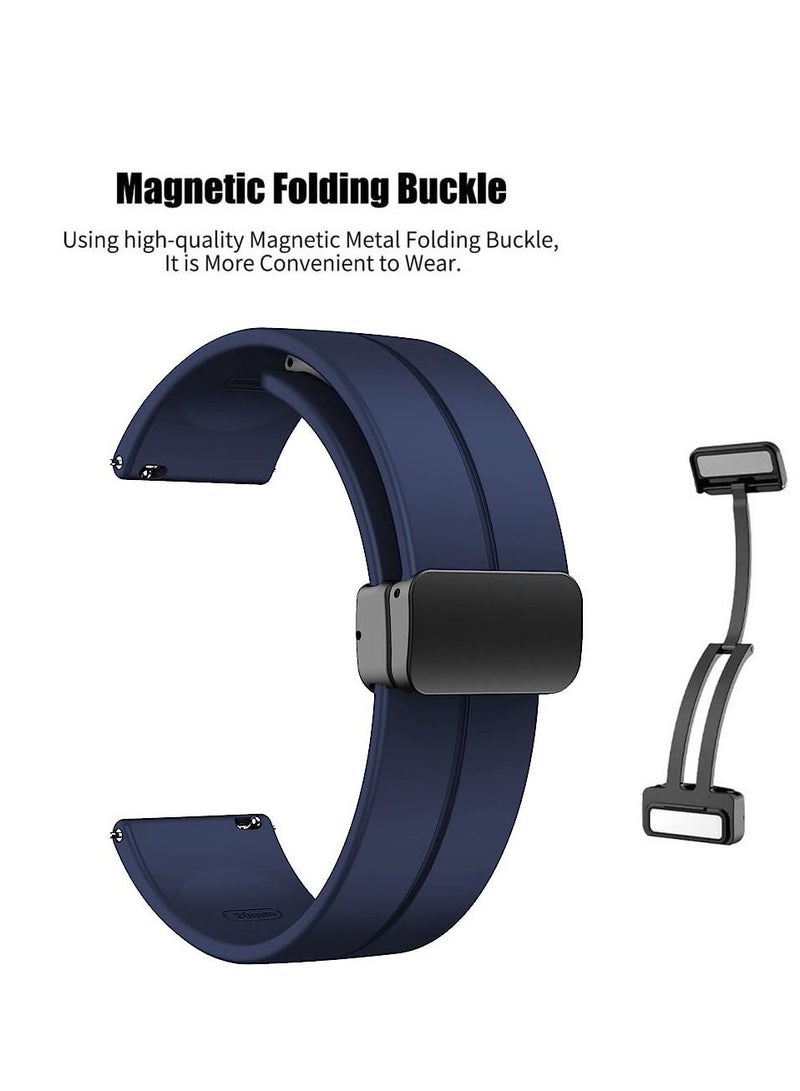 حزام من السيليكون بإبزيم مغناطيسي قابل للطي   ازرق جلاكسى واتش 4 40/44 ملم/كلاسيك 4 42/46ملم - Image 2