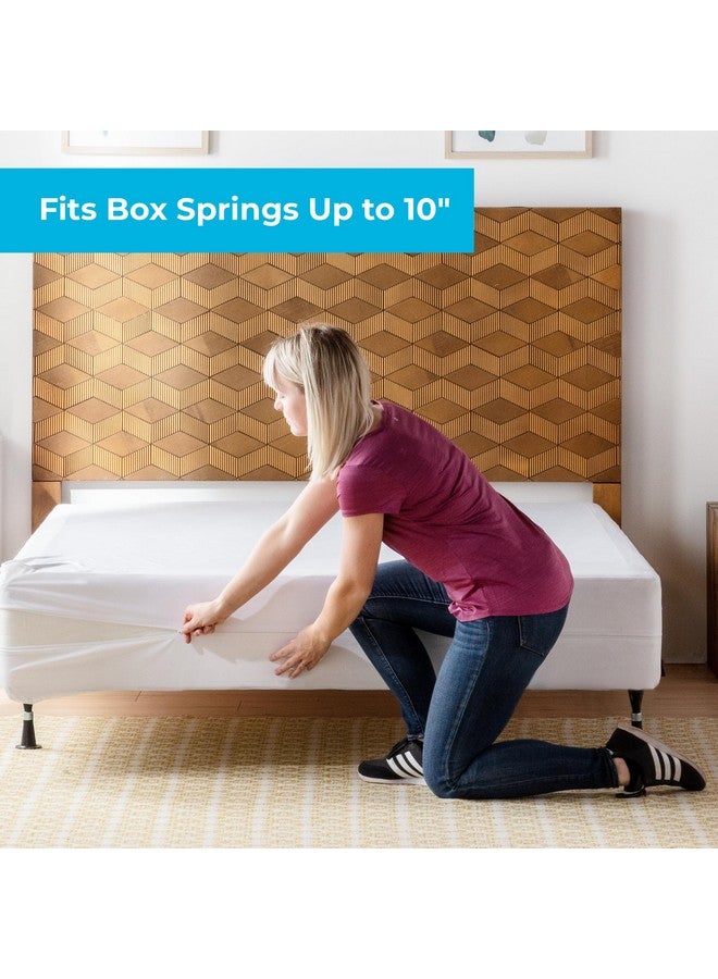 Linenspa Box Spring Encasement Queen, Complete Protection with Zipper, Waterproof Box Spring Protector Queen, White - Image 4
