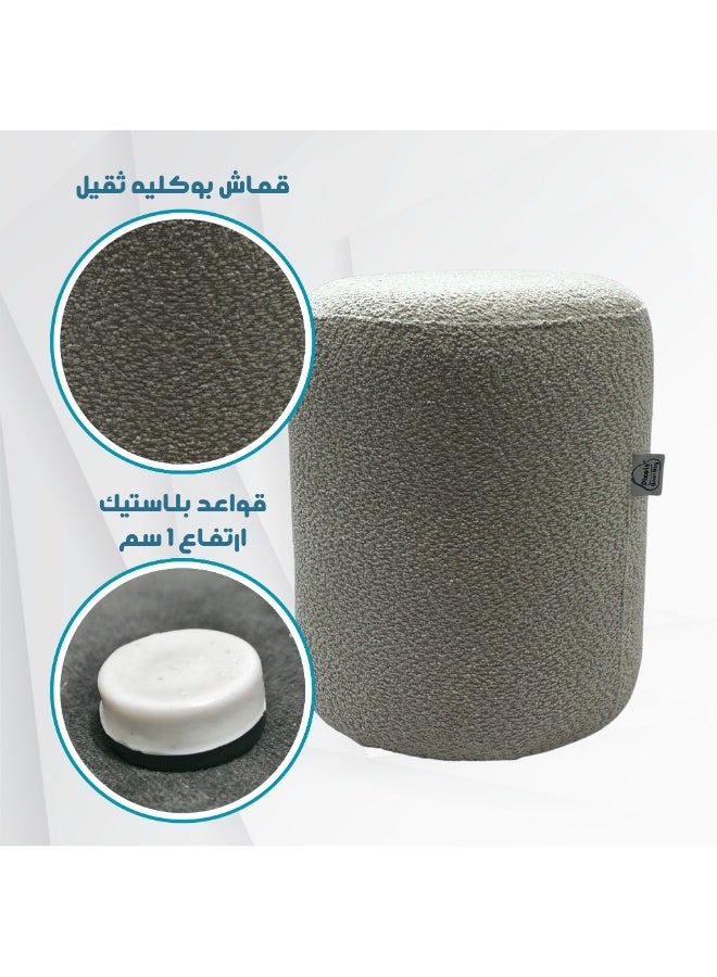 PixelsBeanBag Round Ottoman, Large, Bouclé Fabric, for Living Room and Bedroom - Image 3