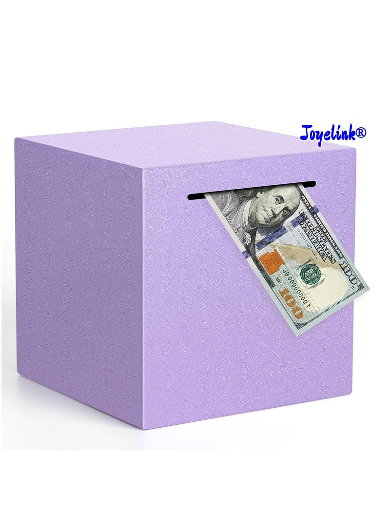 جوي لينك حصالة للكبار يجب أن تنكسر لتفتح، حصالة غير قابلة للكسر من الفولاذ المقاوم للصدأ للكبار، صندوق توفير معدني لادخار النقود (بنفسجي، 5.9 بوصة) - Image 1