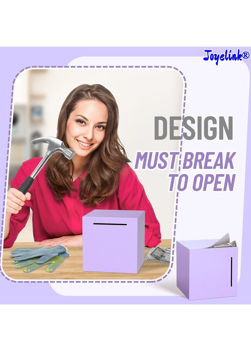 جوي لينك حصالة للكبار يجب أن تنكسر لتفتح، حصالة غير قابلة للكسر من الفولاذ المقاوم للصدأ للكبار، صندوق توفير معدني لادخار النقود (بنفسجي، 5.9 بوصة) - Image 5
