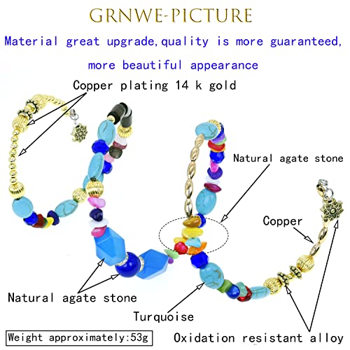 QIAN0813 Boho Multilayer Irregular Agate Beads Charm Bracelets for Women Vintage Jade Stone Man Bracelets Yoga Bangles Ethnic Jewelry (Colorful) - Image 3