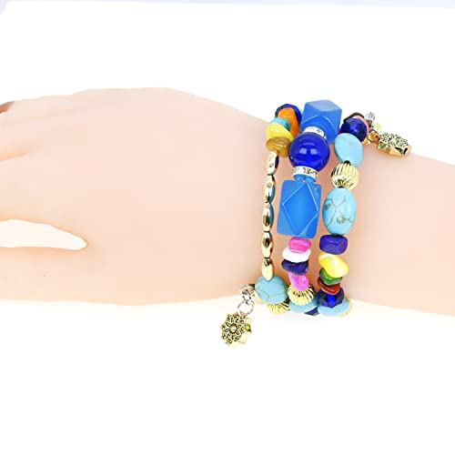 QIAN0813 Boho Multilayer Irregular Agate Beads Charm Bracelets for Women Vintage Jade Stone Man Bracelets Yoga Bangles Ethnic Jewelry (Colorful) - Image 4