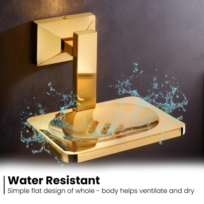 LUXIUR Soap Stand for Bathroom and Kitchen Sink, 304 Stainless Steel Soap Case for Wall Mount, Soap Dish, Soap Holder, (Single, Gold) - Image 5