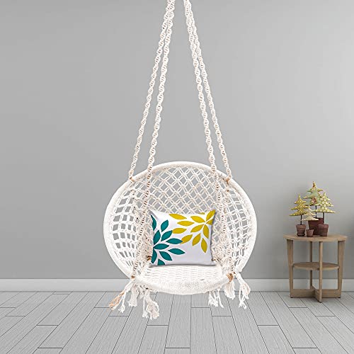 Patiofy Hammock Swing with Hanging Kit, Hanging Swing Jhula for Kids and Adults (Cotton,White) - Image 1