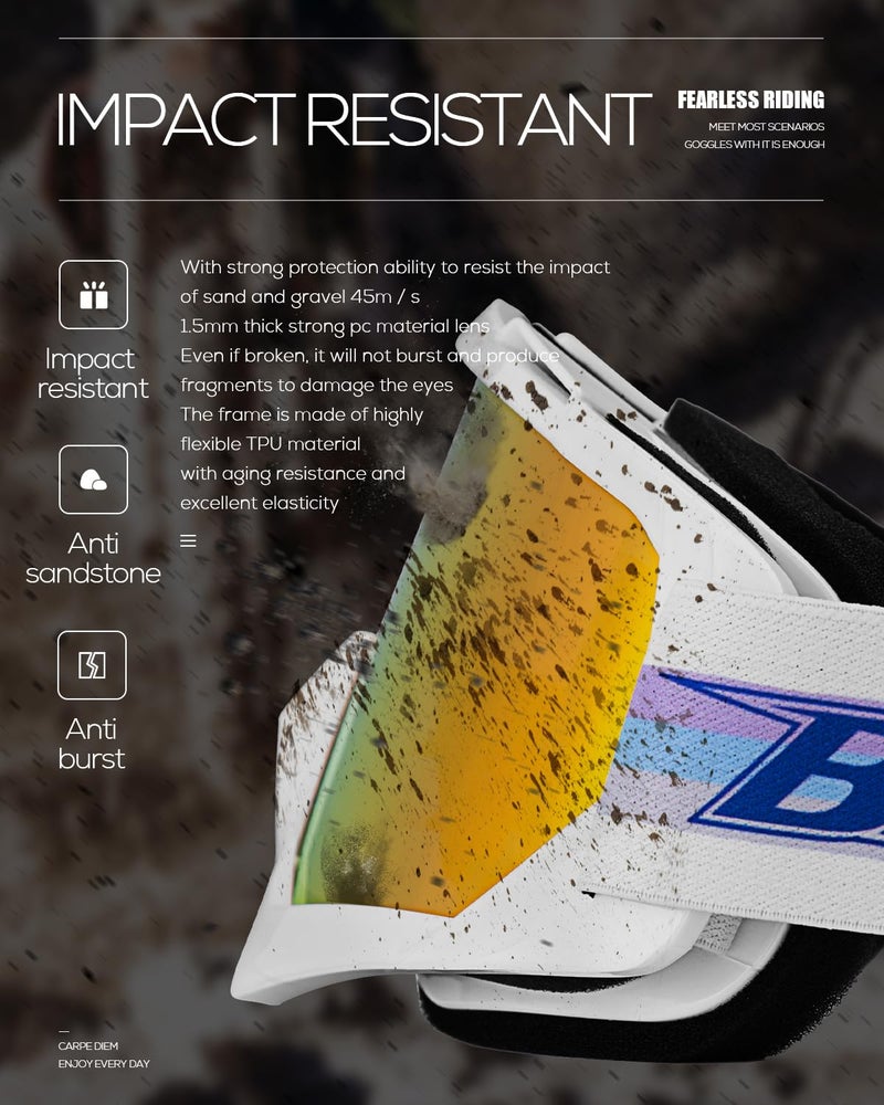 BATFOX Motorcycle Glasses Goggles Dirt Bike Motocross Safety ATV Tactical Riding (HD Purple-White Color, Adult) - Image 5