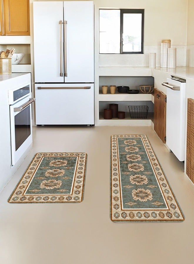 2 PCS Kitchen Floor Mats Rugs Set, Cushion Floor Carpet, Waterproof, Oil Resistant and Anti-Fatigue PU Standing Mat for Kitchen, Floor, Office, Sink, Laundry 45*75CM+45*120CM - Image 3