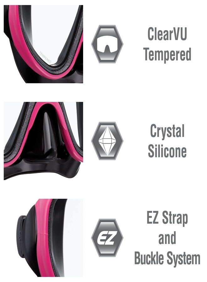 TUSA Sport Adult Black Series Serene Mask, Dry Snorkel, and Fin Travel Set, Black/Hot Pink, Medium - Image 3