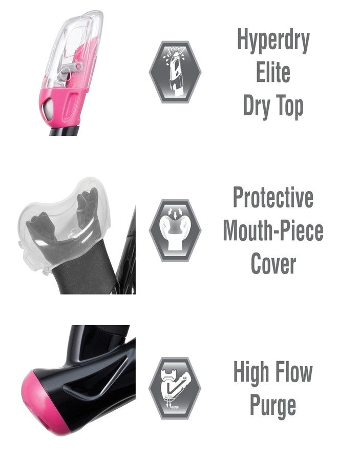 TUSA Sport Adult Black Series Serene Mask, Dry Snorkel, and Fin Travel Set, Black/Hot Pink, Medium - Image 4