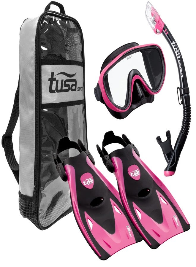 TUSA Sport Adult Black Series Serene Mask, Dry Snorkel, and Fin Travel Set, Black/Hot Pink, Medium - Image 1