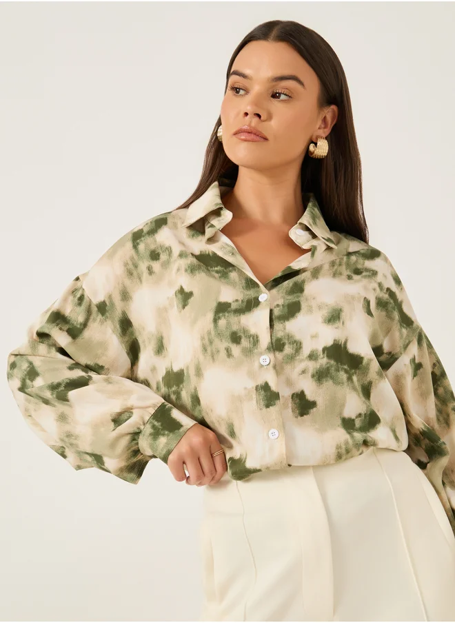 ستايلي Printed Spread Collar Regular Fit Shirt