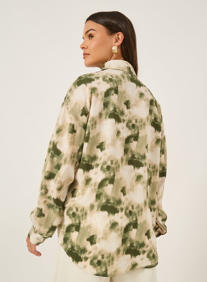 Styli Printed Spread Collar Regular Fit Shirt  - Image 5