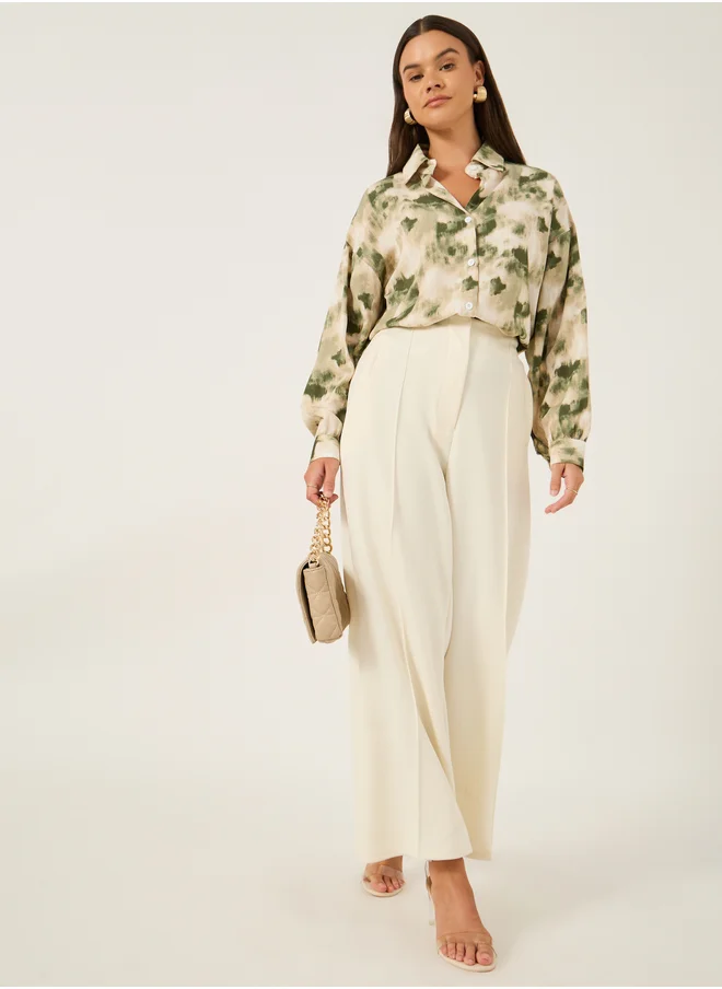 ستايلي Printed Spread Collar Regular Fit Shirt