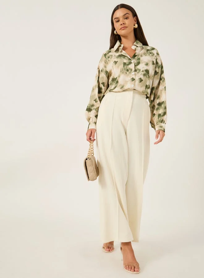 Styli Printed Spread Collar Regular Fit Shirt