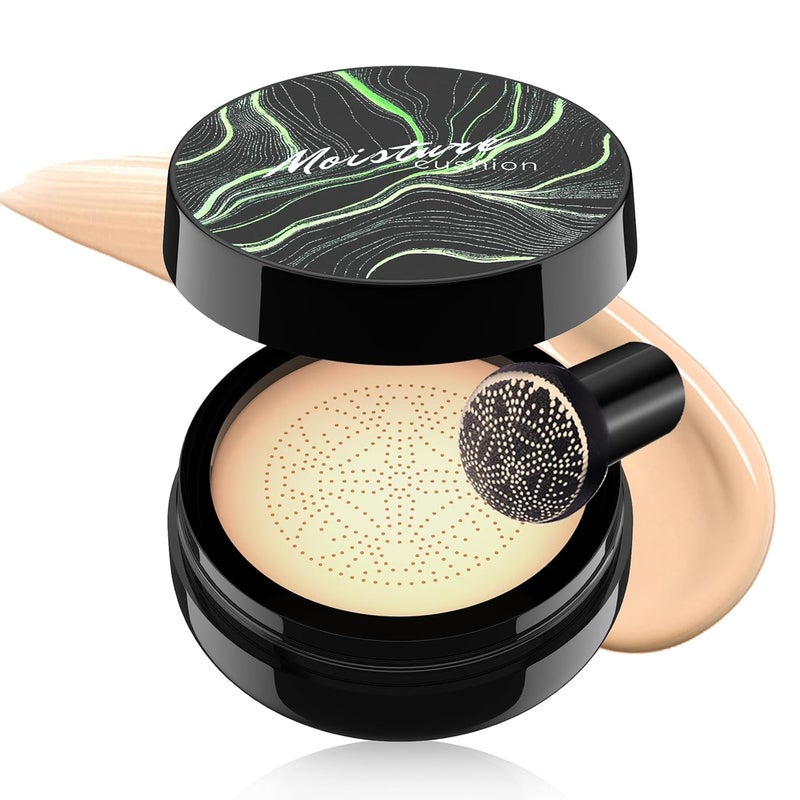 OETUIOW Mushroom Head Air Cushion CC Cream Strong Concealer Moisturizing BB Cream Makeup Base Primer Even Skin Tone for All Skin Types Face Makeup Cushion Foundation Long Lasting Natural 