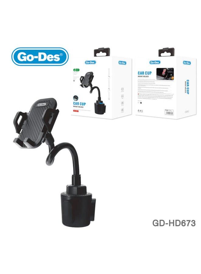 GO-DES High Quality Long Leg Universal Car Cup Mount Phone Holder [Go-Des : GD-HD673] - Image 2