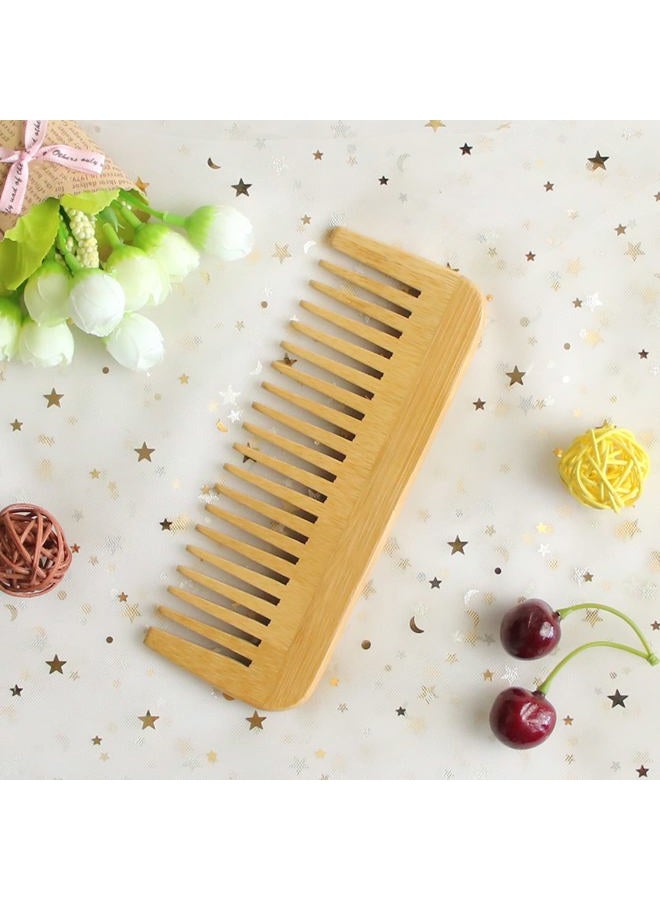 MRD Bamboo Wide Tooth Comb, Detangling Anti-Static Brush Natural Curly Wavy Dry Hair For Womens and Mens Hand Polished (1PCS) - Image 5