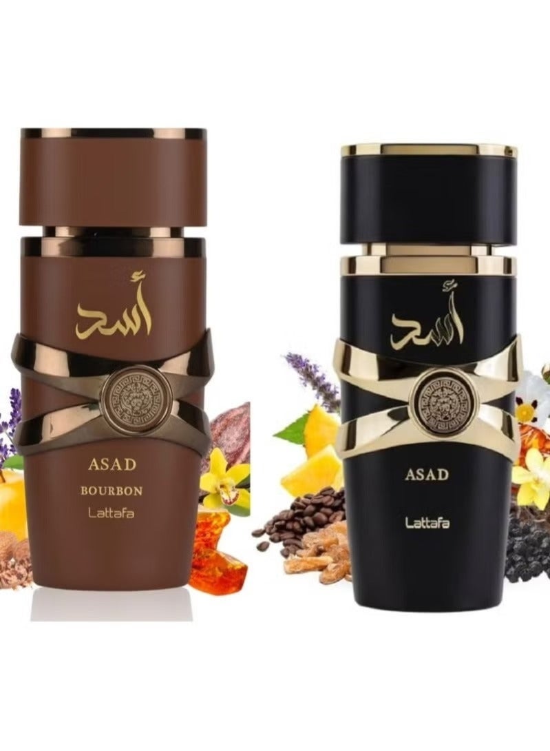 Lattafa Asad Bourbon Eau de Parfum 100ml and Asad for Men by Lattafa Eau de Parfum 100ml