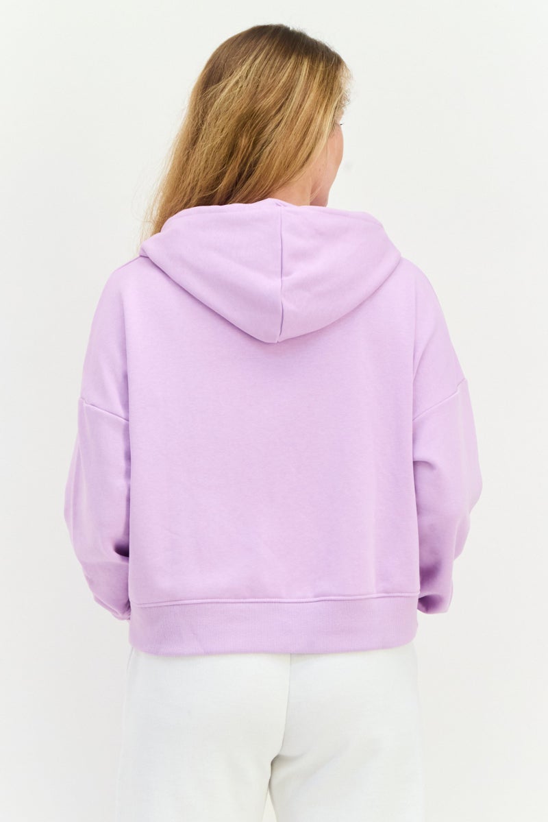 New Balance ملابس رياضية نسائية بأكمام طويلة مناسبة، خارجية، هوديز، لافندر - Image 3