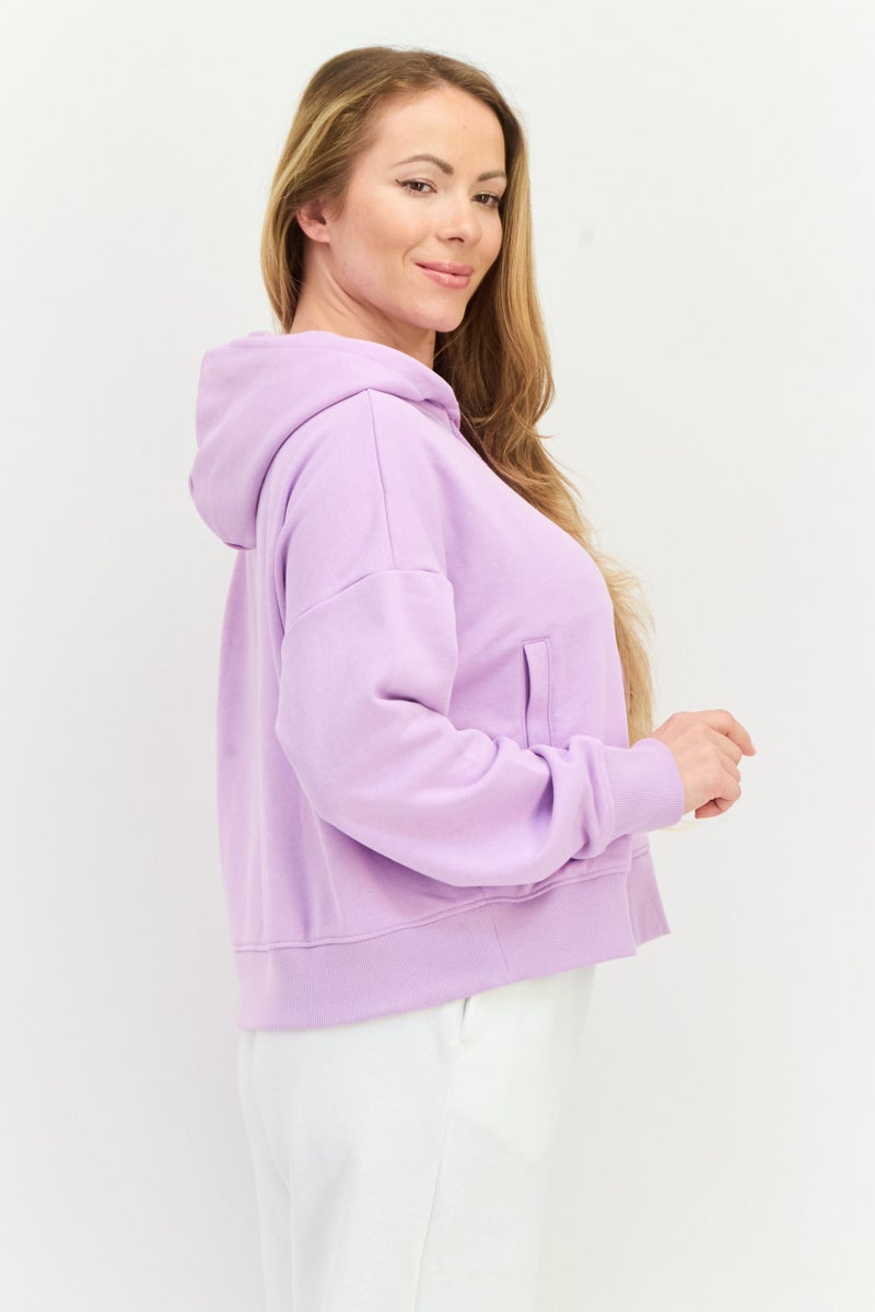 New Balance ملابس رياضية نسائية بأكمام طويلة مناسبة، خارجية، هوديز، لافندر - Image 4