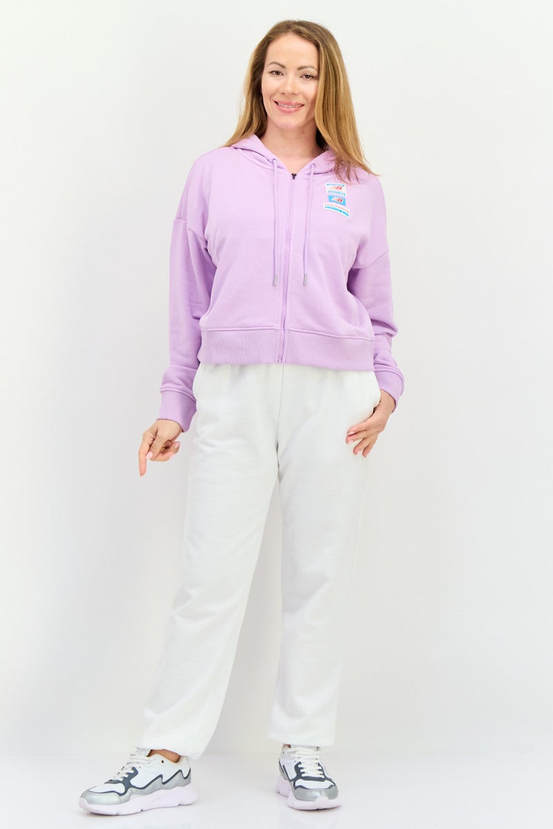New Balance ملابس رياضية نسائية بأكمام طويلة مناسبة، خارجية، هوديز، لافندر - Image 2