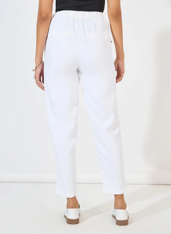 Styli Button Detail Straight Fit Ankle Length Trouser