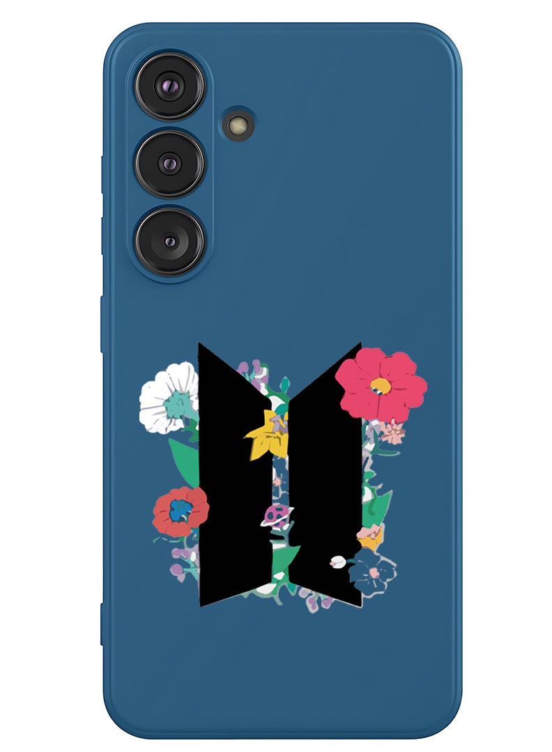 Theodor Protective Slim Fit Case Liquid Silicone Cover with Full Body Protection Anti-Scratch Shockproof Case For Samsung Galaxy S25 Plus (Blue) - BTS floral B - Image 1