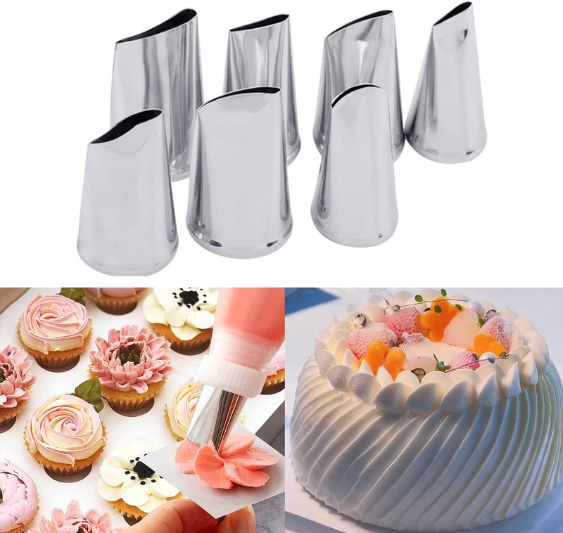 MDLJG 8 Pcs Rose Flower Piping Tips Set,Petal Icing Tips,PipingRose Nozzle,Stainless Steel Cake Decorating Pastry Tools, for CakeDecorating,with A Cleaning Brush (Rose-8pcs) - Image 3