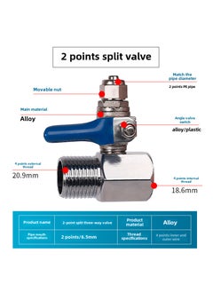 Water Purifier Inlet 3-Way Ball Valve 2 Split three-way valve