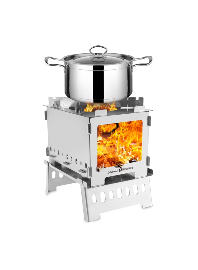 السنيدي شواية هايكنج متعددة الوظائف، شواية خارجية، فضي، مقاس20.5*15.5*21سم - Image 4