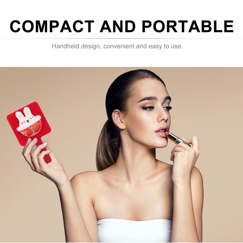 Cute Rabbit Handheld Mirror With Handle Travel Compact Makeup Mirror For Daily Use - Image 5