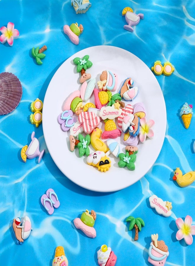 JUNEBRUSHS 80 Pcs Summer Resin Charms Flatback, Mini Beach Theme Resin Charms Mini Flatback Embellishments for Crafts, DIY Jewelry Making, Home Decor, Vase Filler, Summer Party Decorations - Image 4