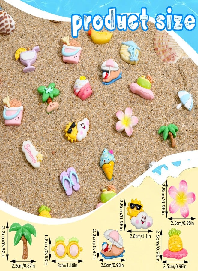 JUNEBRUSHS 80 Pcs Summer Resin Charms Flatback, Mini Beach Theme Resin Charms Mini Flatback Embellishments for Crafts, DIY Jewelry Making, Home Decor, Vase Filler, Summer Party Decorations - Image 2