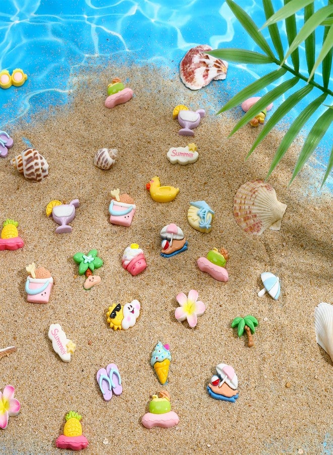 JUNEBRUSHS 80 Pcs Summer Resin Charms Flatback, Mini Beach Theme Resin Charms Mini Flatback Embellishments for Crafts, DIY Jewelry Making, Home Decor, Vase Filler, Summer Party Decorations - Image 3
