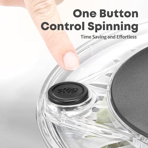 SveBake 5.3Qt Stainless Steel Salad Spinner with Stop Button, BPA-Free Vegetable Lettuce Spinner, Transparent Lid & Drainage Hole, Non-Slip Base, Dishwasher Safe Fruit Washer - Image 5