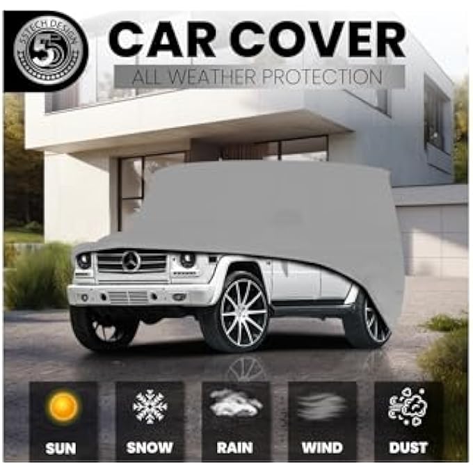 rayihni Protect Your G Wagon All Weather, Rain, UV, Wind, Snow, Tree sap, Dirt dust Elements Full Car Cover W463 W464 G Class G550 G63 G500 G350 G55 AMG Oxford + Cotton Liner (Premium Outdoor- Silver) - Image 2