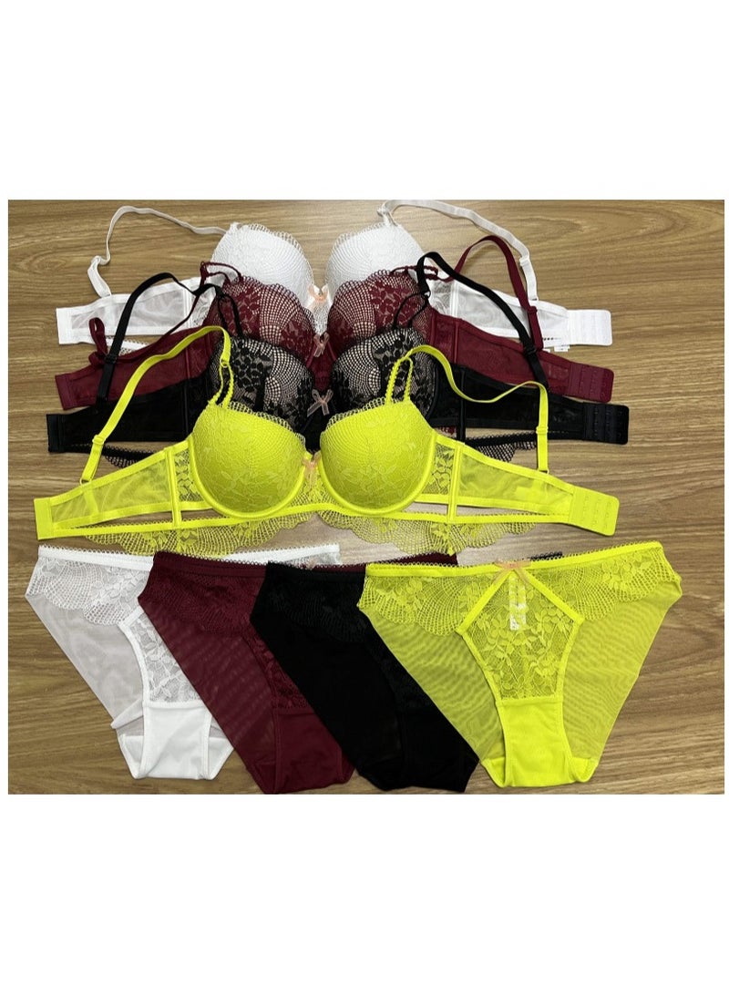 KUYING New Vine Jacquard Half Cup Lace Bra Small Chest Gathering Anti Drop Bra Set  - Image 2
