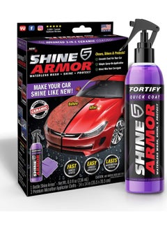 SHINE ARMOR Automotive Armor For Shine, Waterless Car Wash, Shine and Protect Your Car Like a Pro, Quick Ceramic Coat, Make Your Car Shine Like New, Car Wash & Wax 236ml (Spray Included)  - Image 1
