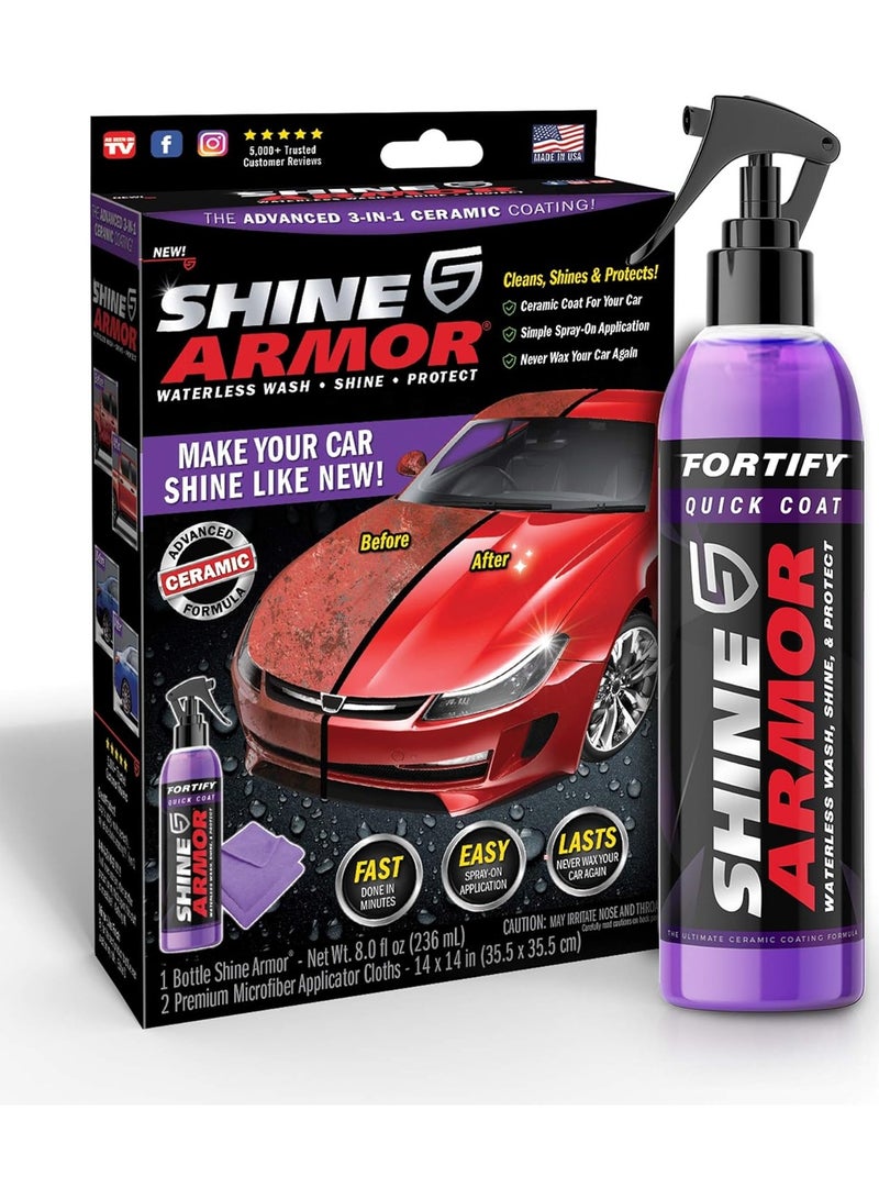 SHINE ARMOR Automotive Armor For Shine, Waterless Car Wash, Shine and Protect Your Car Like a Pro, Quick Ceramic Coat, Make Your Car Shine Like New, Car Wash & Wax 236ml (Spray Included) - Image 1