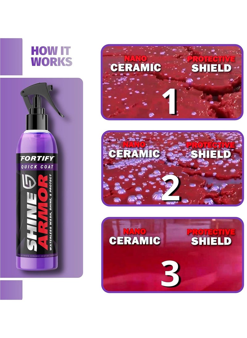 SHINE ARMOR Automotive Armor For Shine, Waterless Car Wash, Shine and Protect Your Car Like a Pro, Quick Ceramic Coat, Make Your Car Shine Like New, Car Wash & Wax 236ml (Spray Included) - Image 2