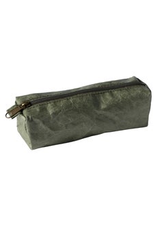 NOVOLAN NOVOLAN Kraft Paper Pen Pouch Pencil Bag, Square Structure, Large Capacity Stationery Bag, Waterproof & Tear-Proof, Student Pen Holder Bag, Natural Paper-Like Texture, 18x6x6cm (green)  - Image 1