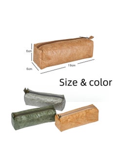 NOVOLAN NOVOLAN Kraft Paper Pen Pouch Pencil Bag, Square Structure, Large Capacity Stationery Bag, Waterproof & Tear-Proof, Student Pen Holder Bag, Natural Paper-Like Texture, 18x6x6cm (green)  - Image 3