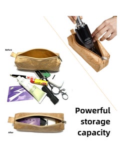 NOVOLAN NOVOLAN Kraft Paper Pen Pouch Pencil Bag, Square Structure, Large Capacity Stationery Bag, Waterproof & Tear-Proof, Student Pen Holder Bag, Natural Paper-Like Texture, 18x6x6cm (green)  - Image 4