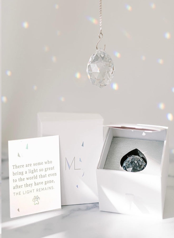 Memorialight Pet Memorial Gift - Unique Sympathy Gift for Loss of Dog & Cat, Modern Bereavement Gift for Daily Remembrance, Pet Loss Gift, 40mm Crystal Ornament Rainbow Maker & Paw Print Keepsake Card - Image 4